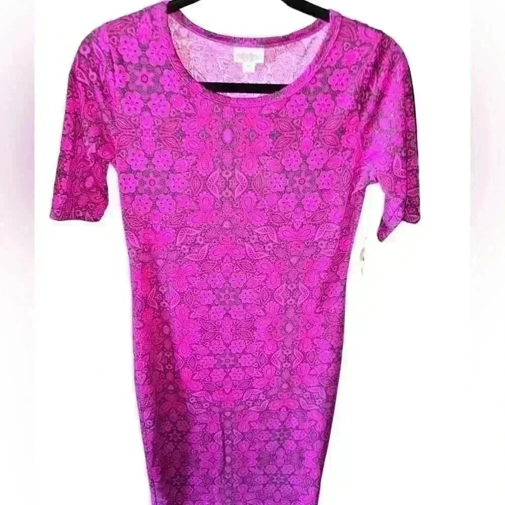 Lularoe XS grey & Fuchsia abstract floral Julia‎ pencil dress. NWT . So pretty!